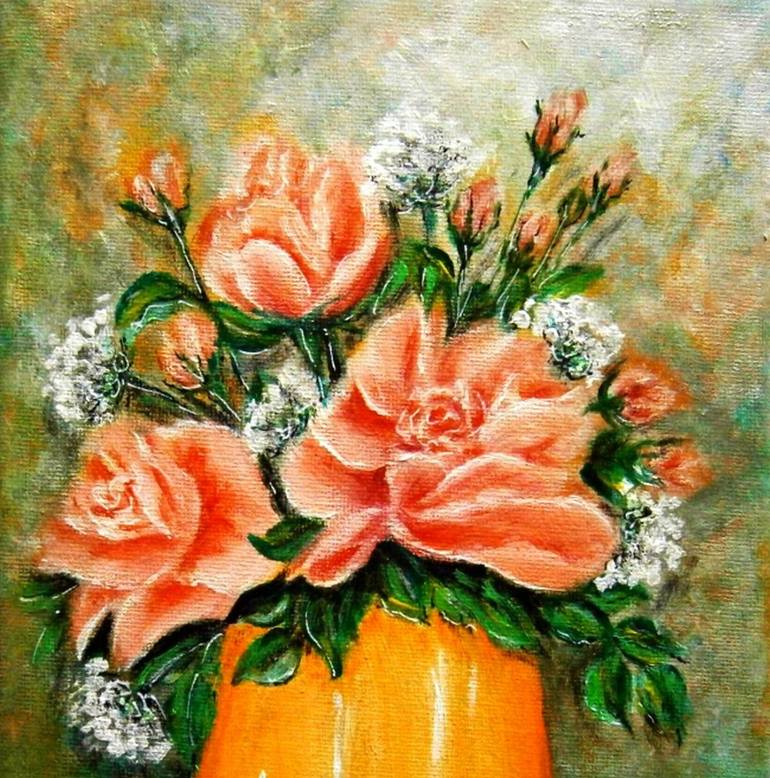 Original Impressionism Floral Painting by Emilia Urbaníková