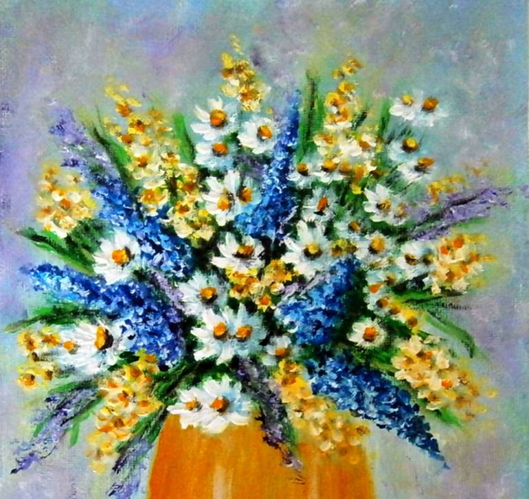 Original Impressionism Floral Painting by Emilia Urbaníková