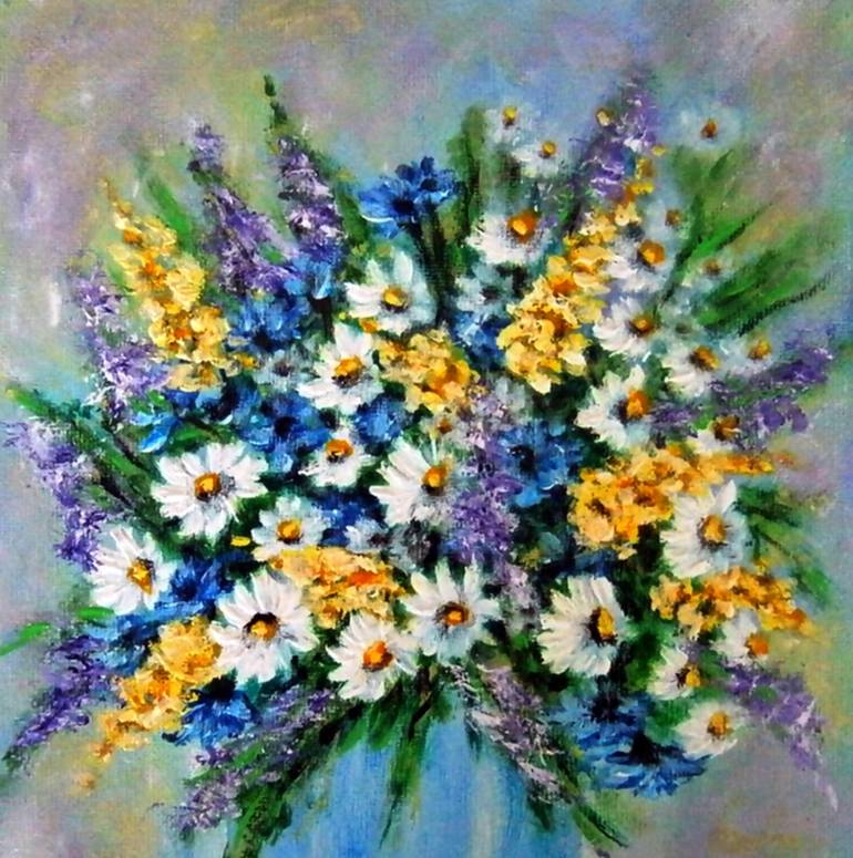 Original Impressionism Floral Painting by Emilia Urbaníková