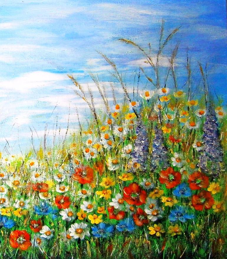 Original Impressionism Floral Painting by Emilia Urbaníková