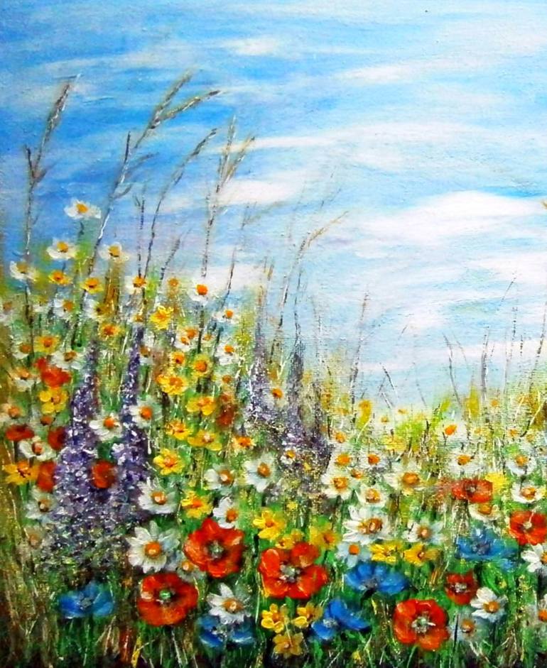 Original Impressionism Floral Painting by Emilia Urbaníková