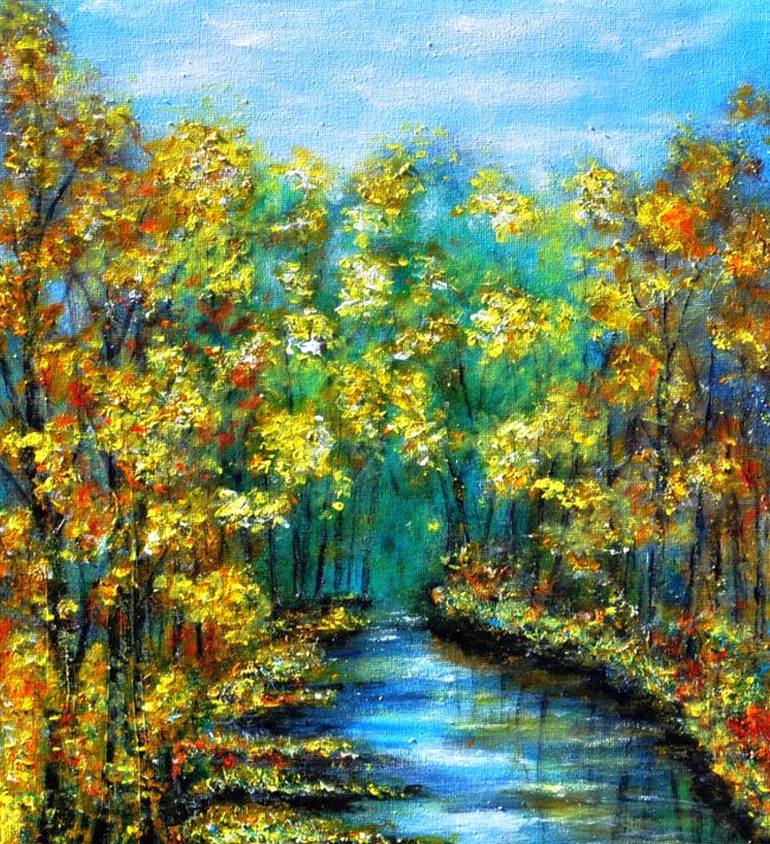 Original Impressionism Landscape Painting by Emilia Urbaníková