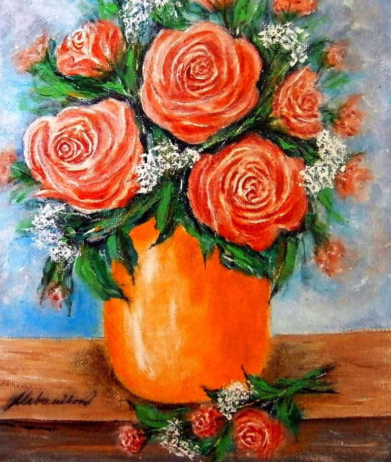 Original Floral Painting by Emilia Urbaníková