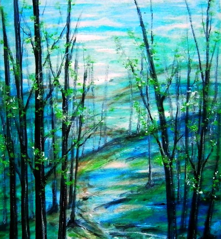 Original Impressionism Landscape Painting by Emilia Urbaníková