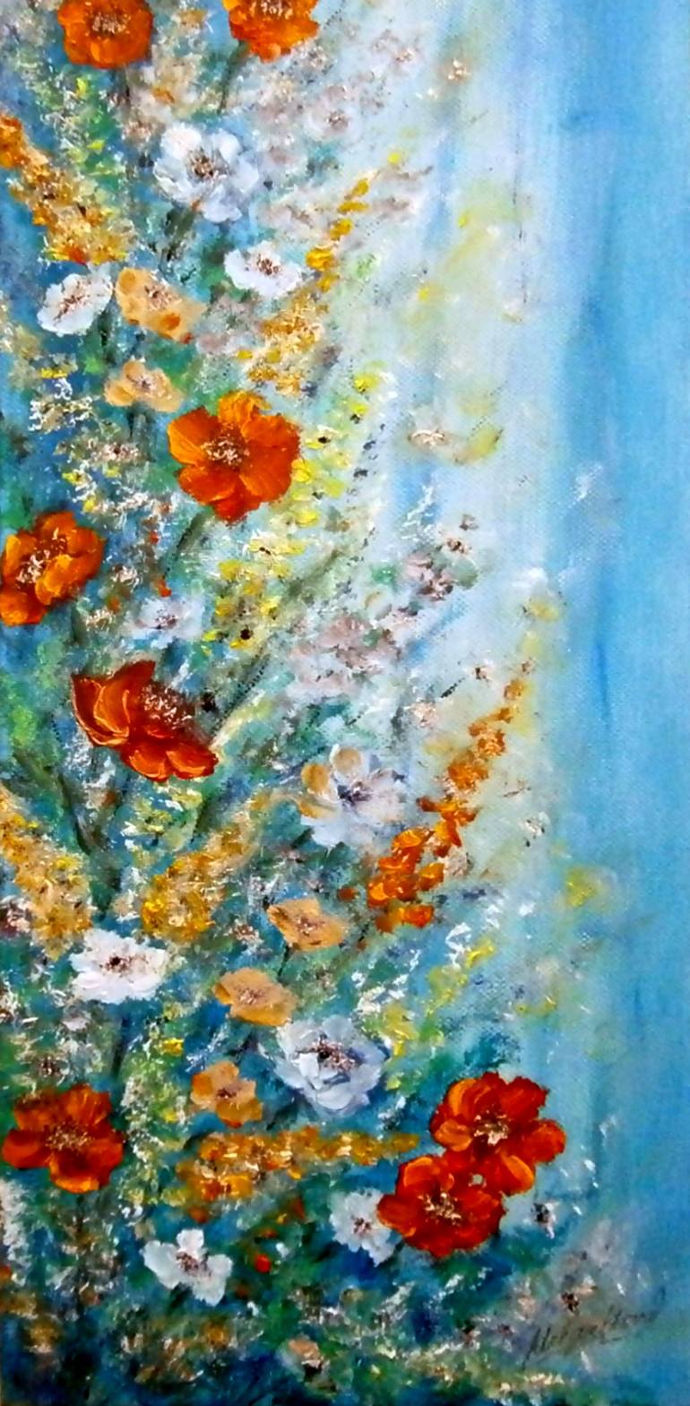 Original Impressionism Floral Painting by Emilia Urbaníková