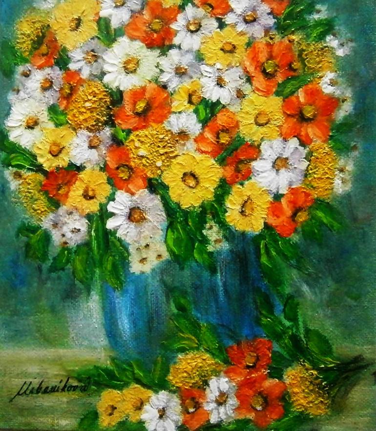 Original Impressionism Floral Painting by Emilia Urbaníková