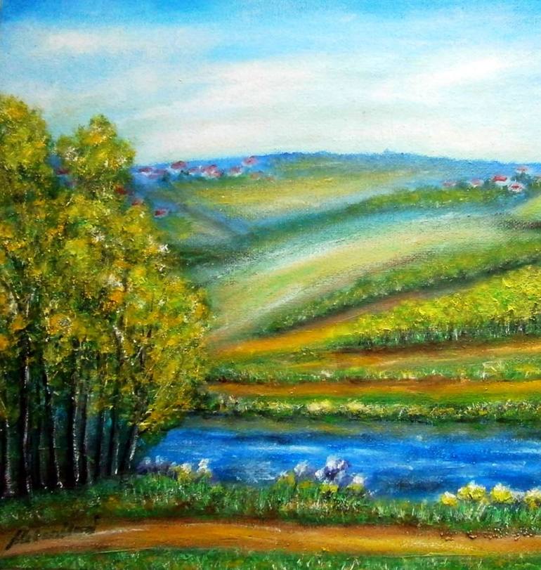 Original Impressionism Landscape Painting by Emilia Urbaníková