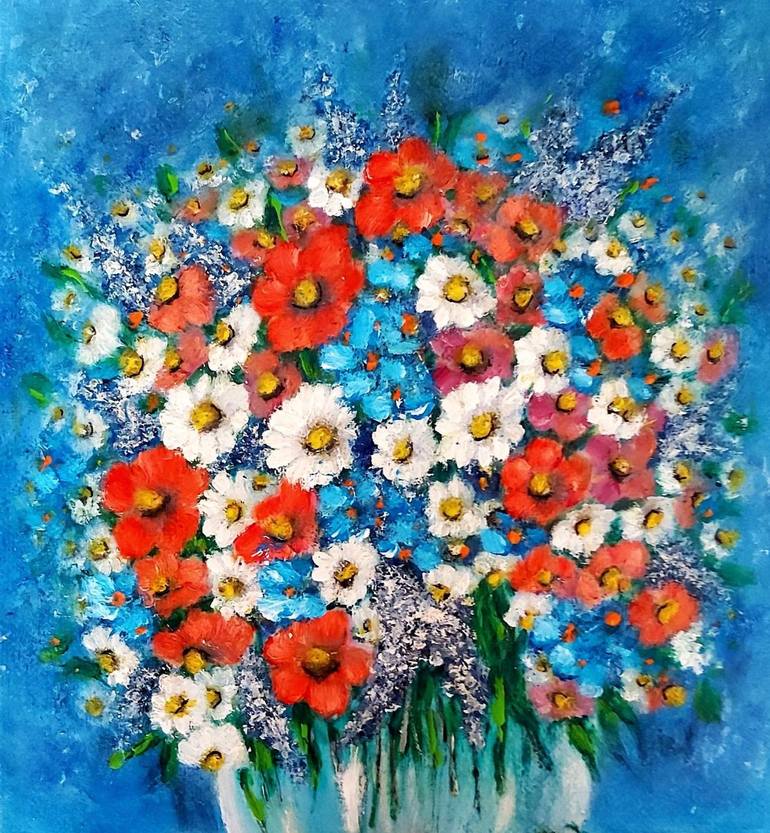 Original Floral Painting by Emilia Urbaníková