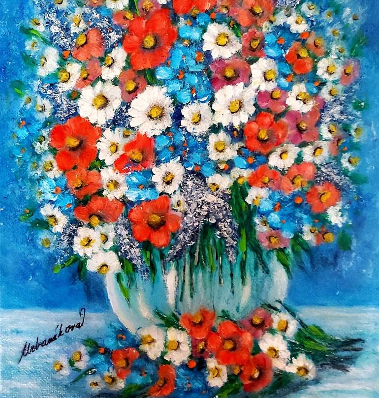 Original Impressionism Floral Painting by Emilia Urbaníková