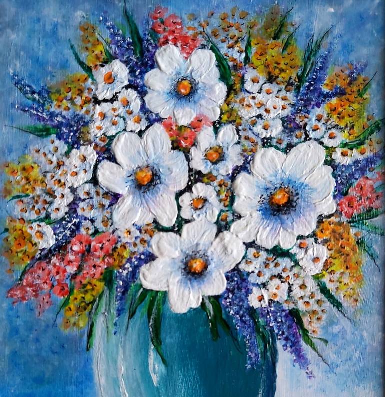 Original Floral Painting by Emilia Urbaníková