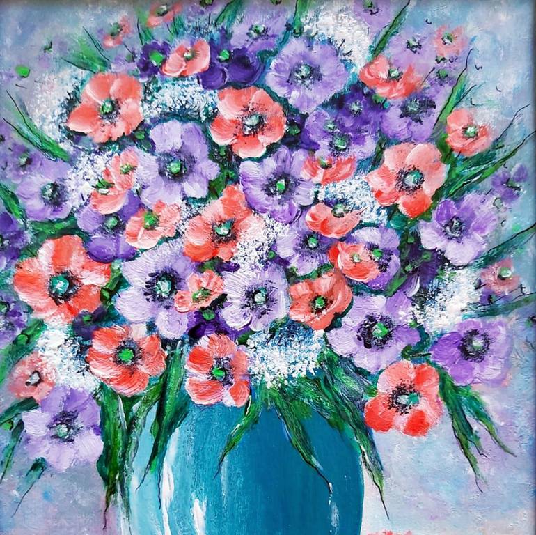 Original Impressionism Floral Painting by Emilia Urbaníková