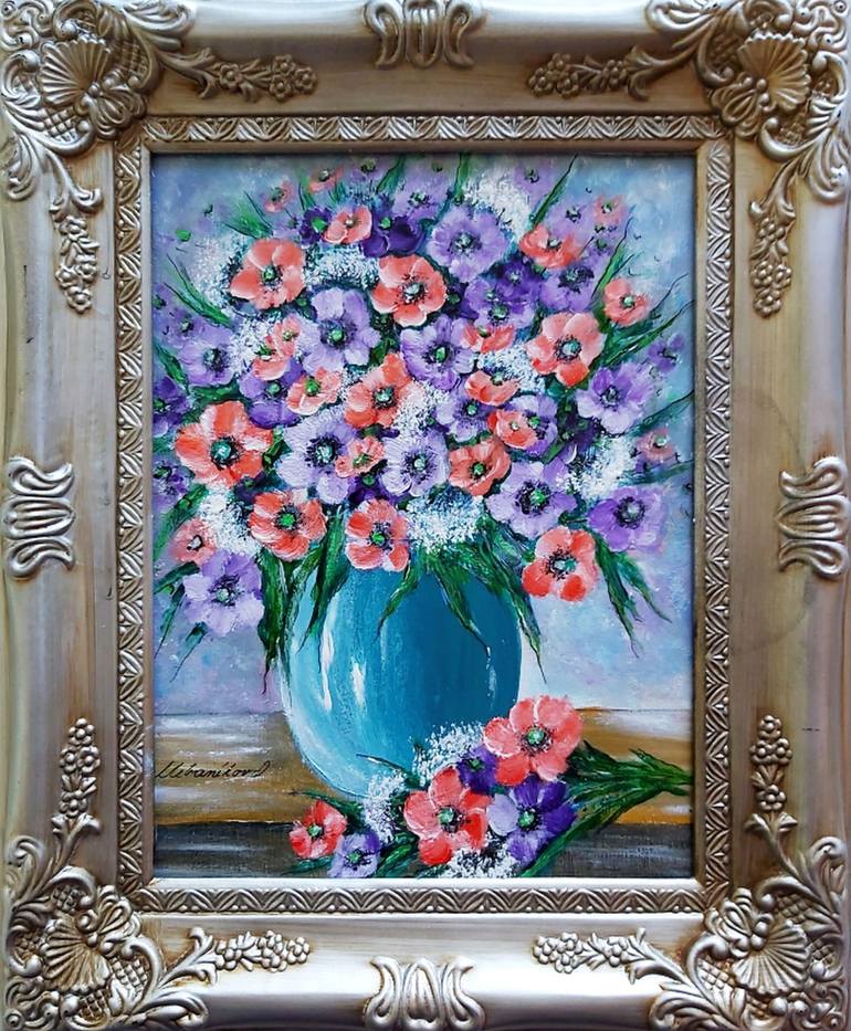 Original Impressionism Floral Painting by Emilia Urbaníková