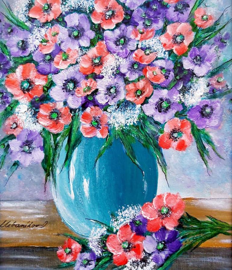 Original Floral Painting by Emilia Urbaníková