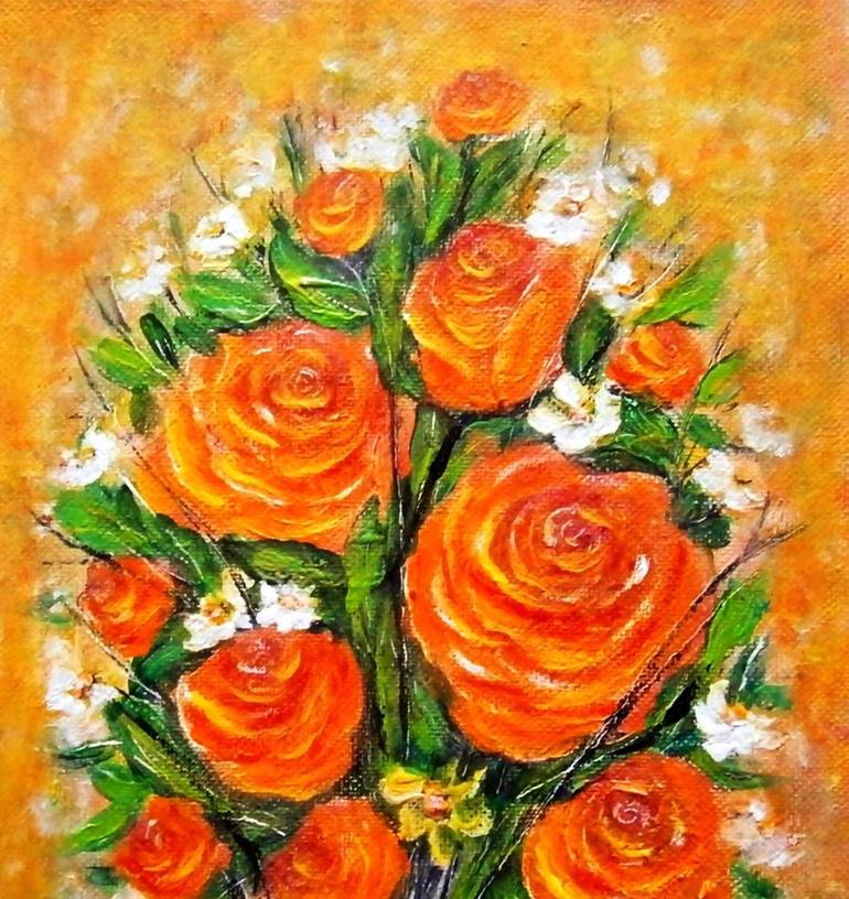 Original Floral Painting by Emilia Urbaníková