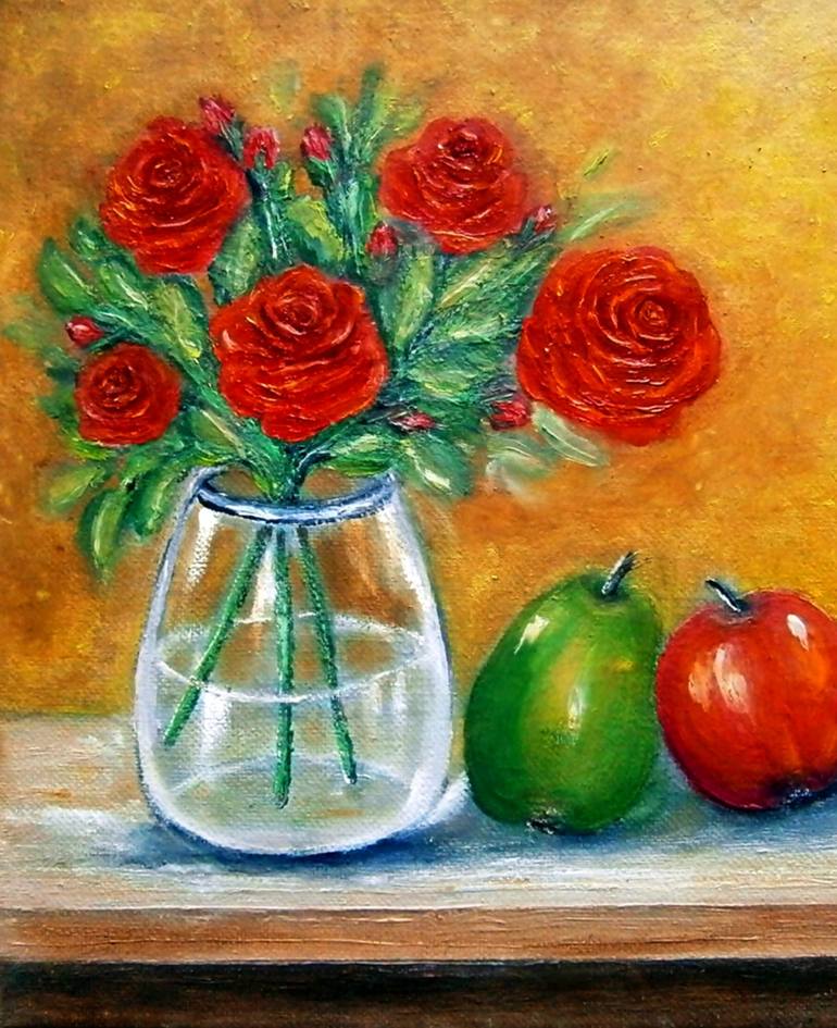 Original Impressionism Floral Painting by Emilia Urbaníková