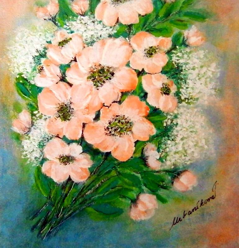 Original Impressionism Floral Painting by Emilia Urbaníková