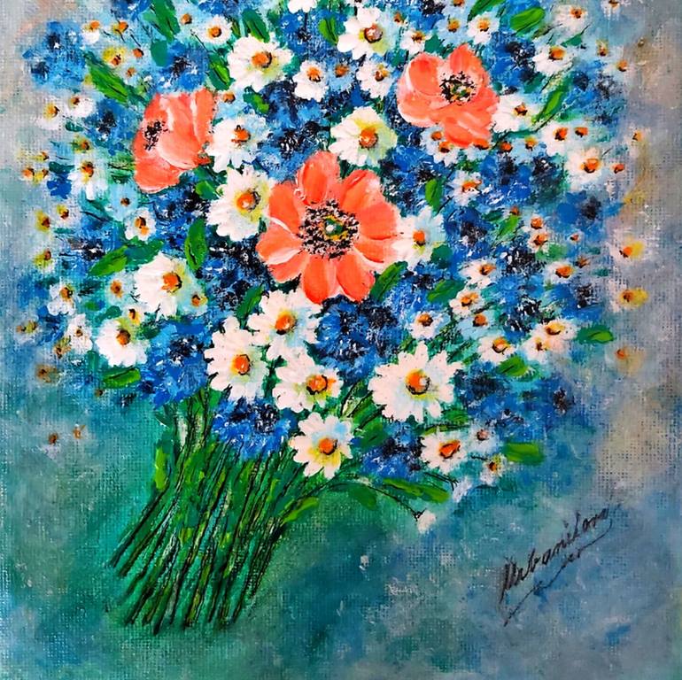Original Impressionism Floral Painting by Emilia Urbaníková