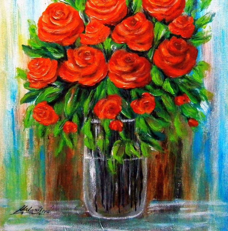 Original Impressionism Floral Painting by Emilia Urbaníková