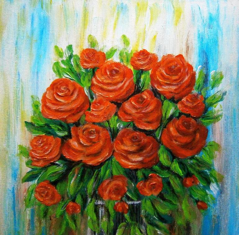 Original Impressionism Floral Painting by Emilia Urbaníková