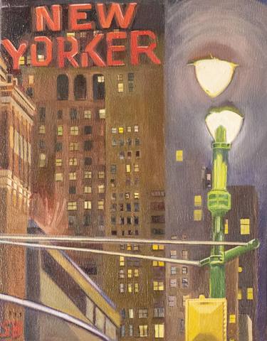 New York City Night: The New Yorker Building and Lamppost thumb