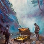 Surreal Treasure Discovery – Dreamlike Contemporary Painting by Scott Benites