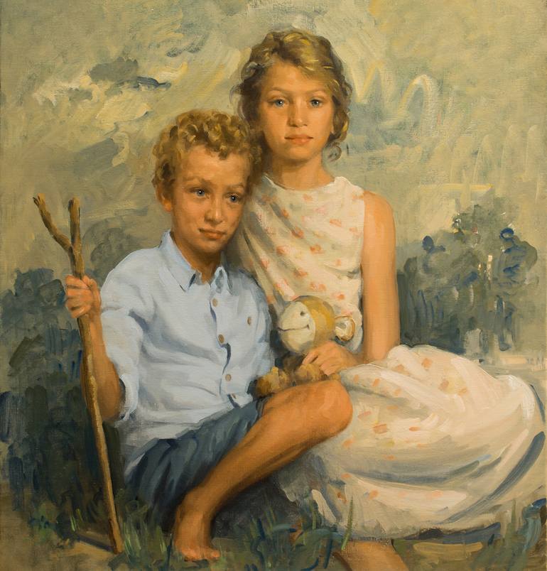 Children at play Painting by Frances Bell | Saatchi Art