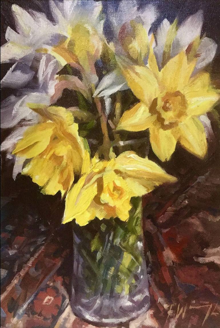 Spring Daffodils / Oil on Canvas Painting by Trevor Waugh | Saatchi Art