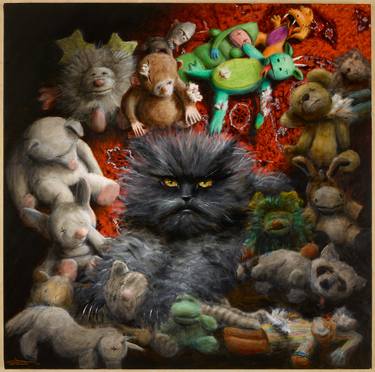 Original Surrealism Cats Paintings by Robert Stone