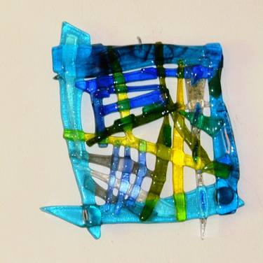 Wall sculpture glass blue thumb