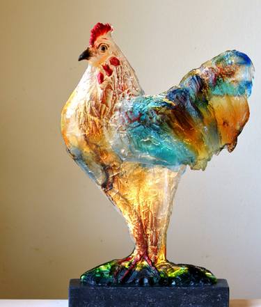 Rooster glass sculpture thumb