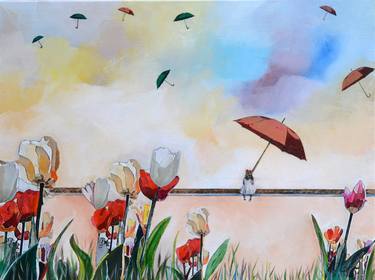 The girl, the tulips and the umbrellas thumb