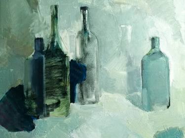 Modern oil painting Still life with bottles Kitchen still life oil on canvas by Lozovoy thumb