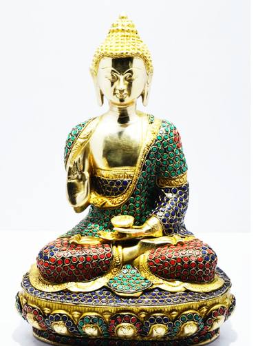 Budha with colored semi precious stones thumb