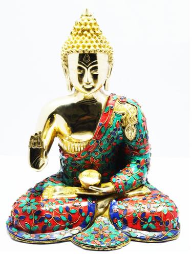 Mediating Budha with semi precious stones thumb