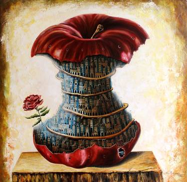 Original Surrealism Still Life Painting by Tony Rodriguez Juan Antonio Rodriguez Olivares