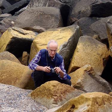 Photographing algae on a breakwater in Denmark thumb