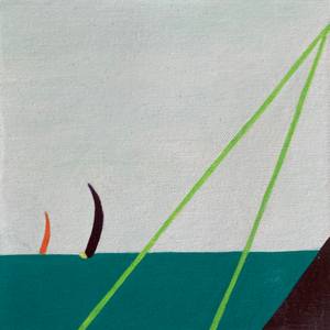 Regatta with orange and deep plum sails