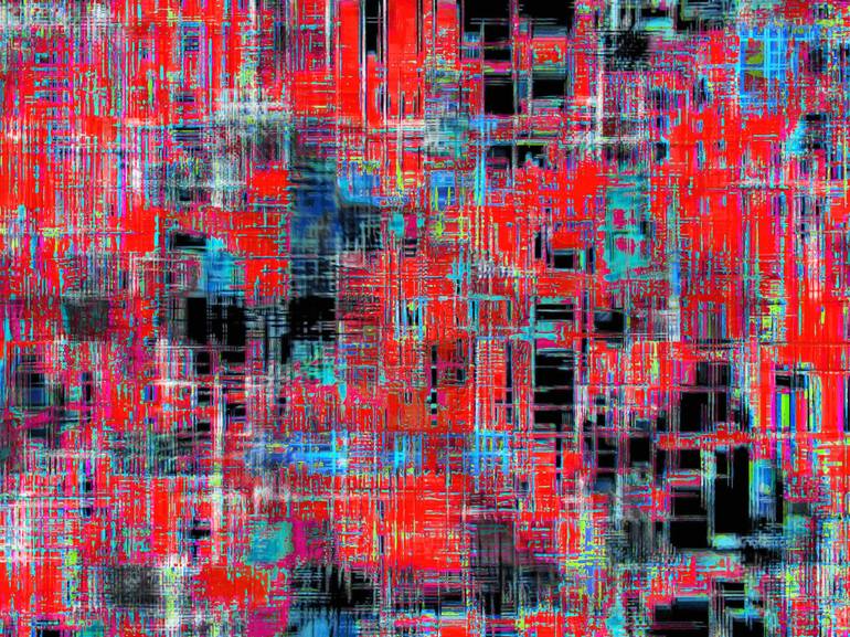 geometric art texture abstract background in red blue black Mixed Media by  Timmy LA | Saatchi Art