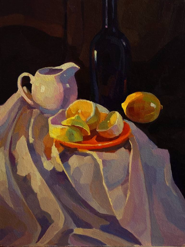 Still Life with Lemon Painting by Anastasia Yaroshevich | Saatchi Art