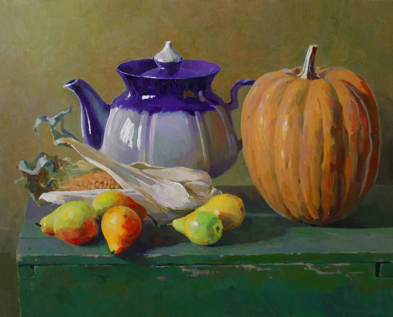 Still life with pumpkin Painting by Anastasia Yaroshevich | Saatchi Art