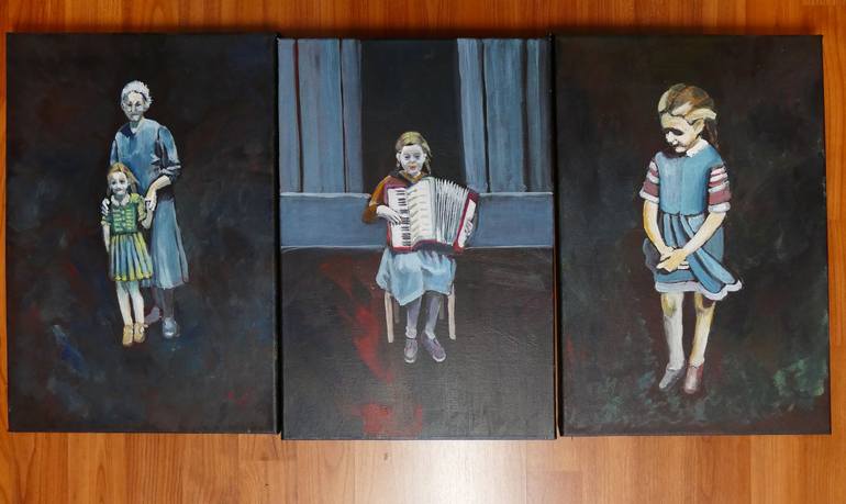 Original Children Painting by Hanni Serway | Contemporary Art on Canvas | Bilder einer Nachkriegskindheit - Images of a post-war childhood