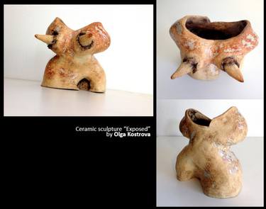 "Exposed" - ceramic sculpture by Olga Kostrova - conceptual art, female nude thumb