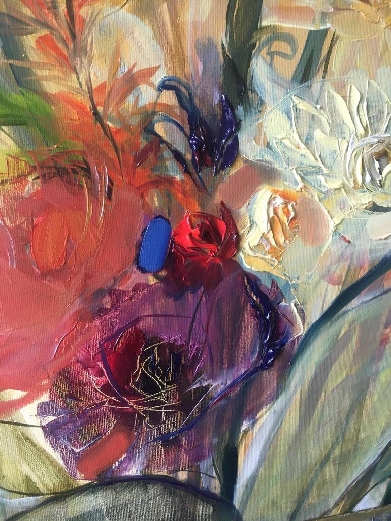 Original Abstract Floral Painting by Ramune Uleviciene