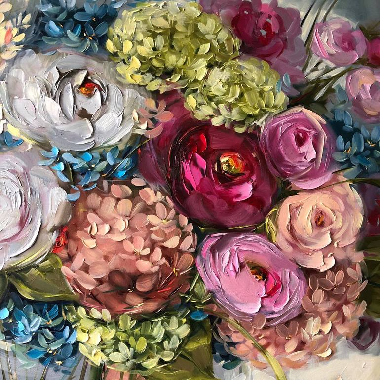 Original Realism Floral Painting by Ramune Uleviciene