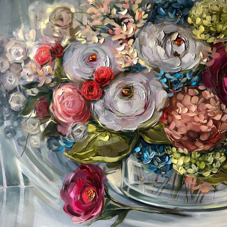 Original Realism Floral Painting by Ramune Uleviciene