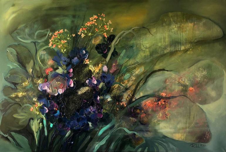 Original Expressionism Floral Painting by Ramune Uleviciene