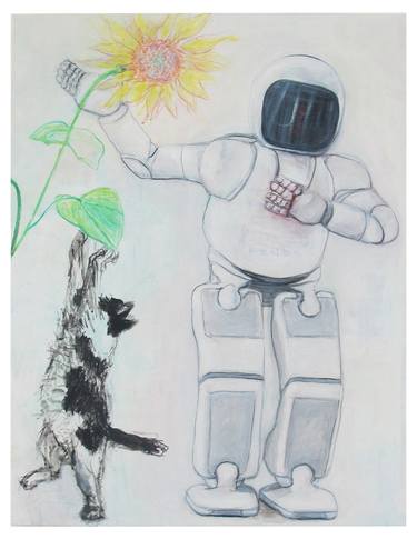 Sunflower, Asimo and a Cat thumb