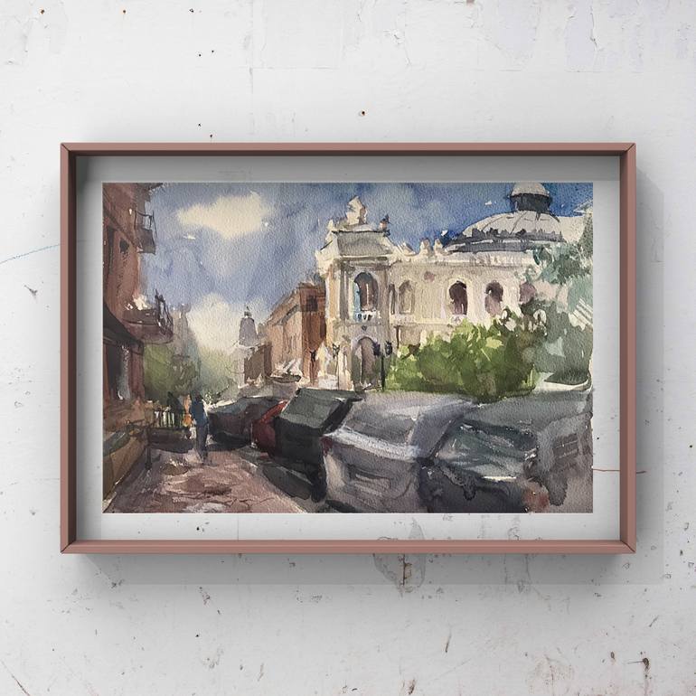 Original Fine Art Architecture Painting by Alexandra Verkhovskaya