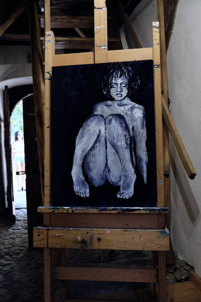 Original Expressionism Nude Painting by Jacek Sikora