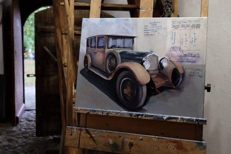 Original Figurative Automobile Painting by Jacek Sikora